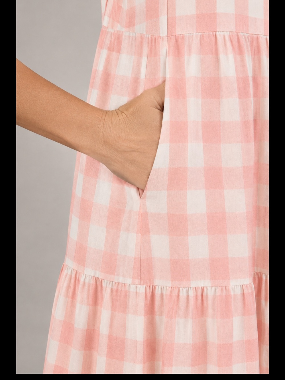 English Factory 2X Pink Gingham Puff Sleeve Tiered Maxi Dress NWT - Picture 12 of 12